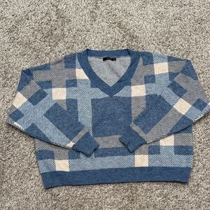 Women’s Blue and Cream Sweater